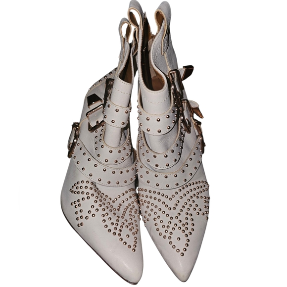 SCHUTZ White and Gold Studded Heels - Picture 5 of 7